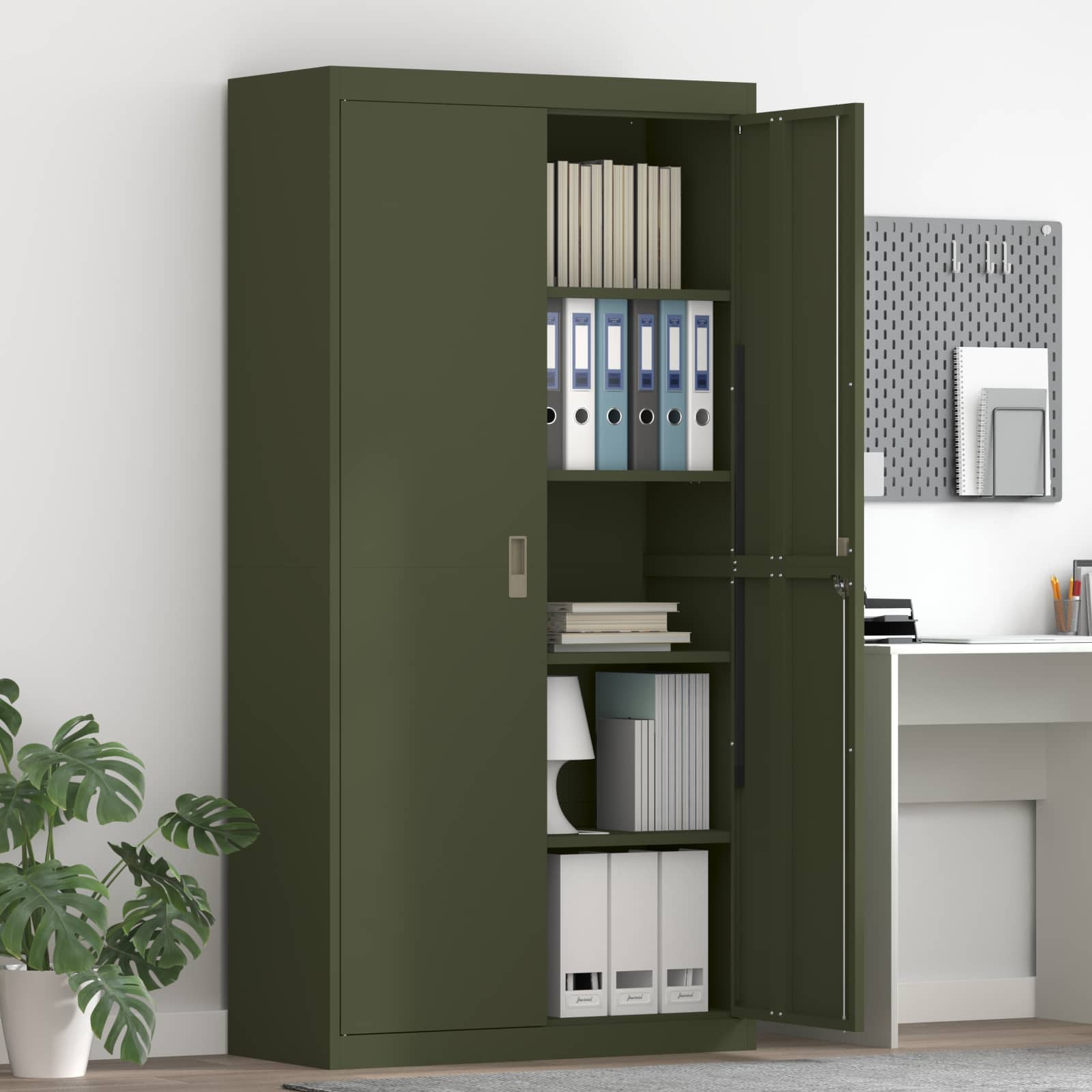 Storage Cabinet with Storage 2 pcs Olive Green 90 x 40 x 180 cm