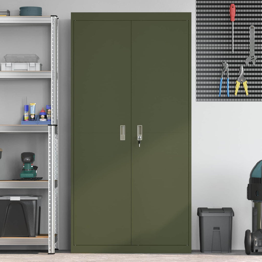 Storage Cabinet with Storage 2 pcs Olive Green 90 x 40 x 180 cm