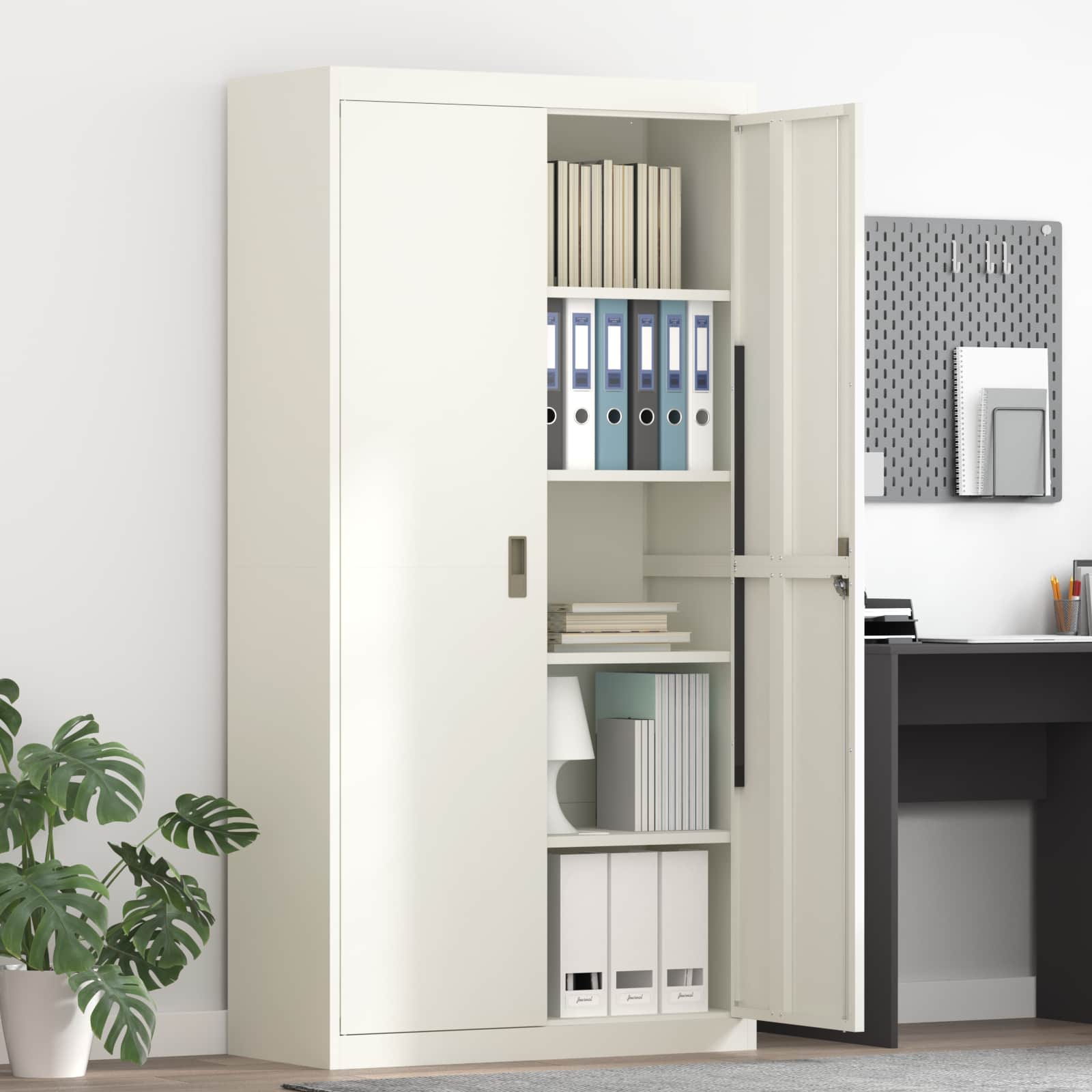 Storage Cabinet 2 pcs White 90 x 40 x 180 cm Cold-Rolled Steel