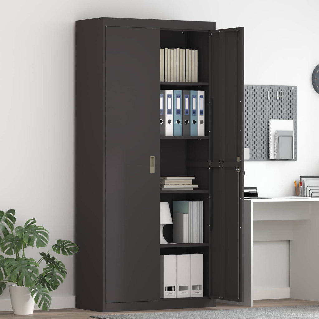 Storage Cabinet 2 pcs Black 90 x 40 x 200 cm Cold-Rolled Steel
