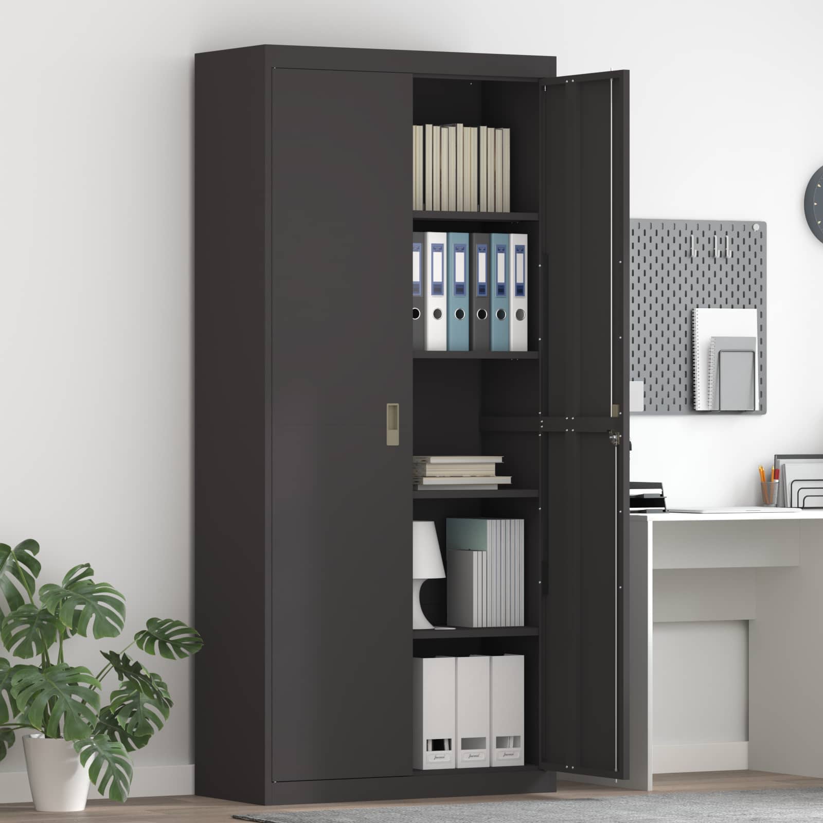 Storage Cabinet 2 pcs Black 90 x 40 x 200 cm Cold-Rolled Steel