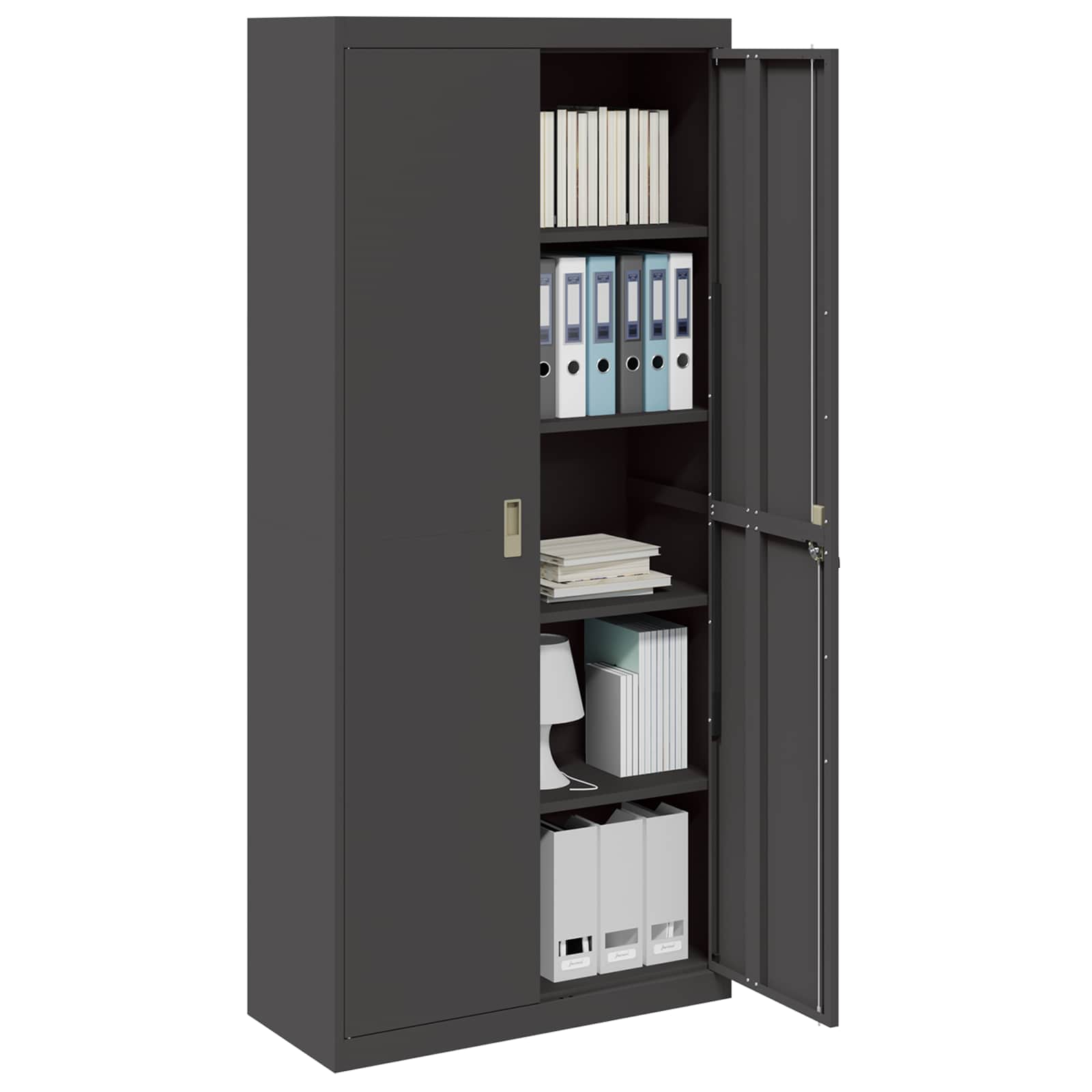 Storage Cabinet 2 pcs Black 90 x 40 x 200 cm Cold-Rolled Steel