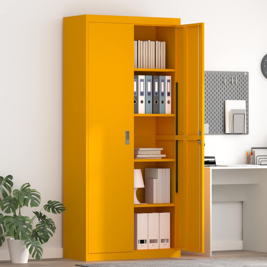 Storage Cabinet 2 pcs Mustard Yellow 90 x 40 x 200 cm