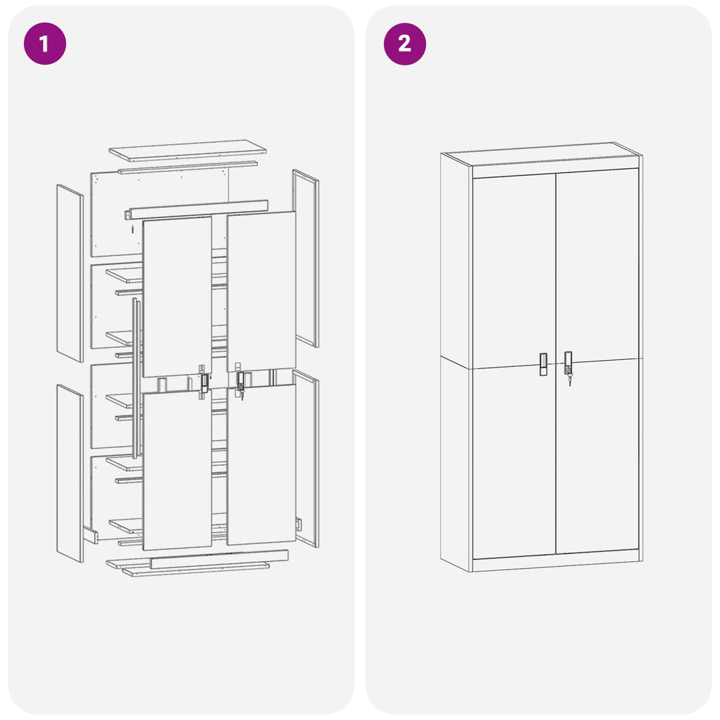 Storage Cabinet 2 pcs White 90 x 40 x 200 cm Cold-Rolled Steel