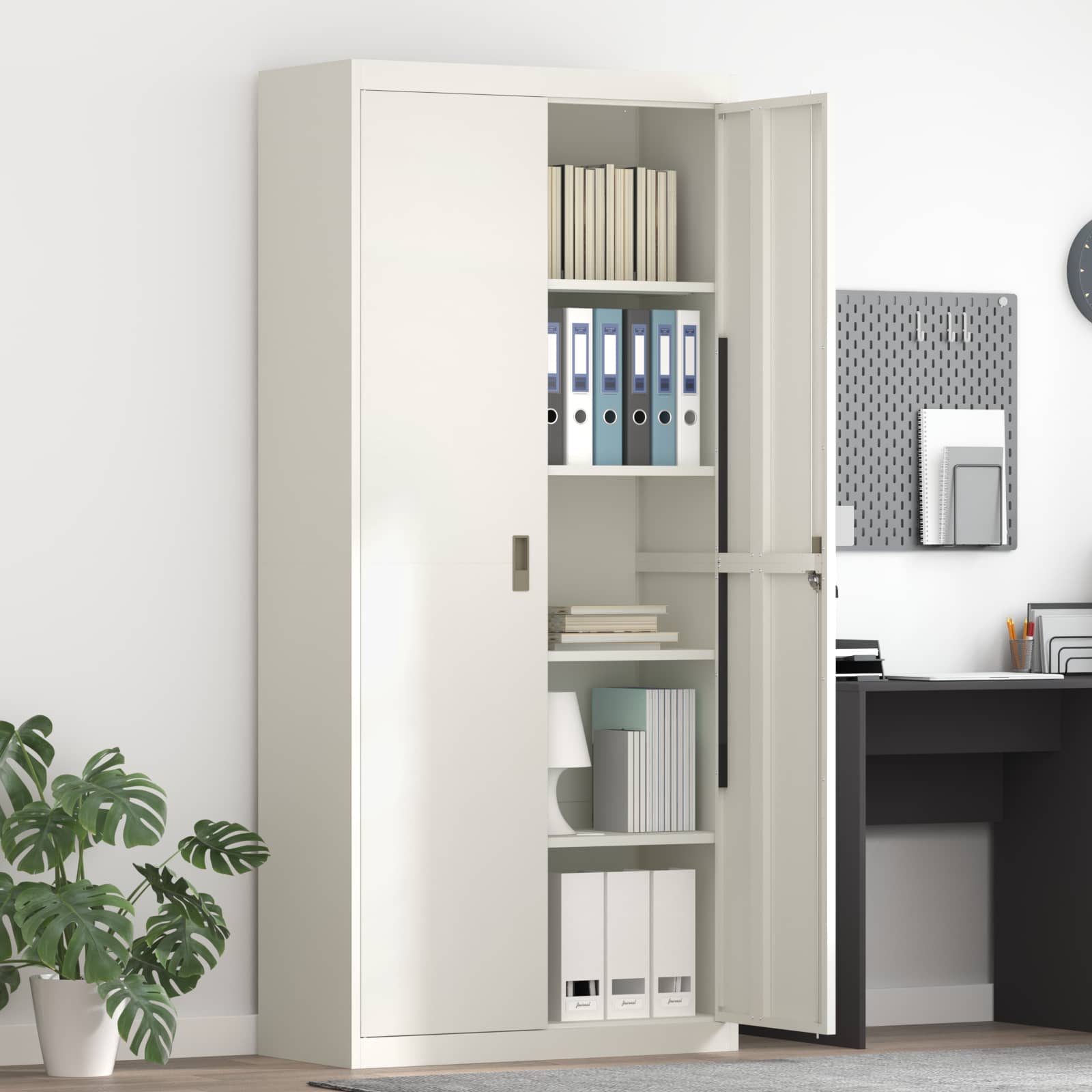 Storage Cabinet 2 pcs White 90 x 40 x 200 cm Cold-Rolled Steel