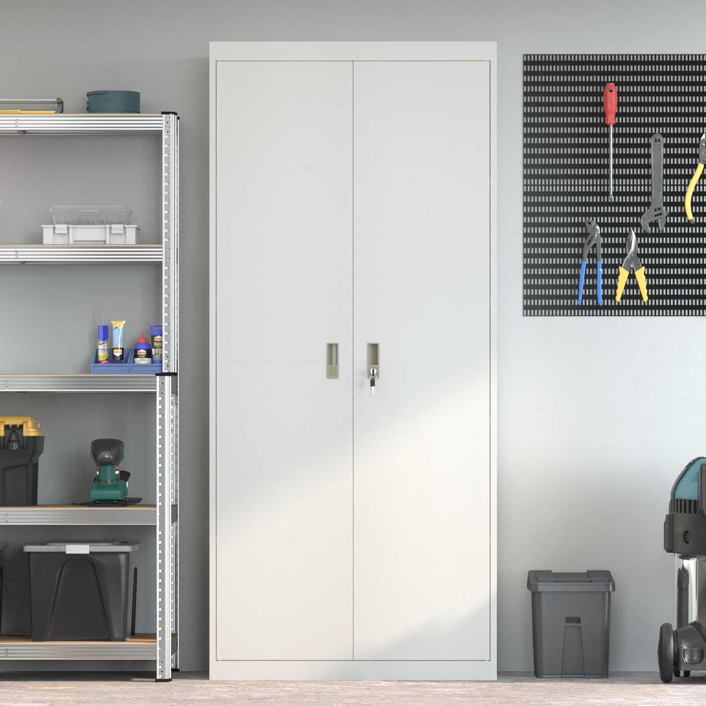 Storage Cabinet 2 pcs White 90 x 40 x 200 cm Cold-Rolled Steel