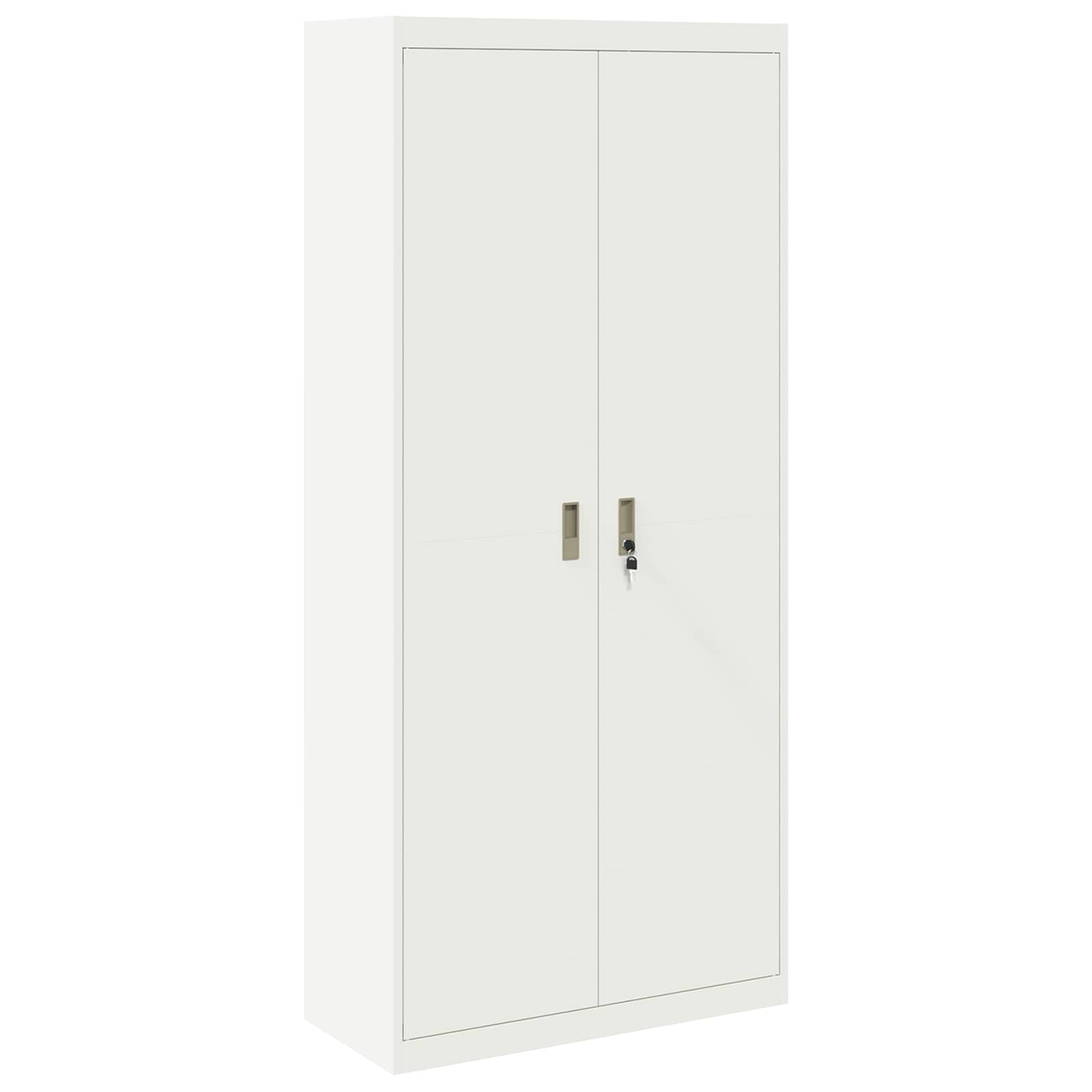Storage Cabinet 2 pcs White 90 x 40 x 200 cm Cold-Rolled Steel