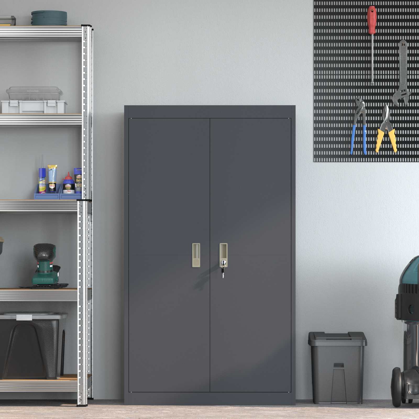 Storage Cabinet with Storage 2 pcs Anthracite 80 x 40 x140 cm