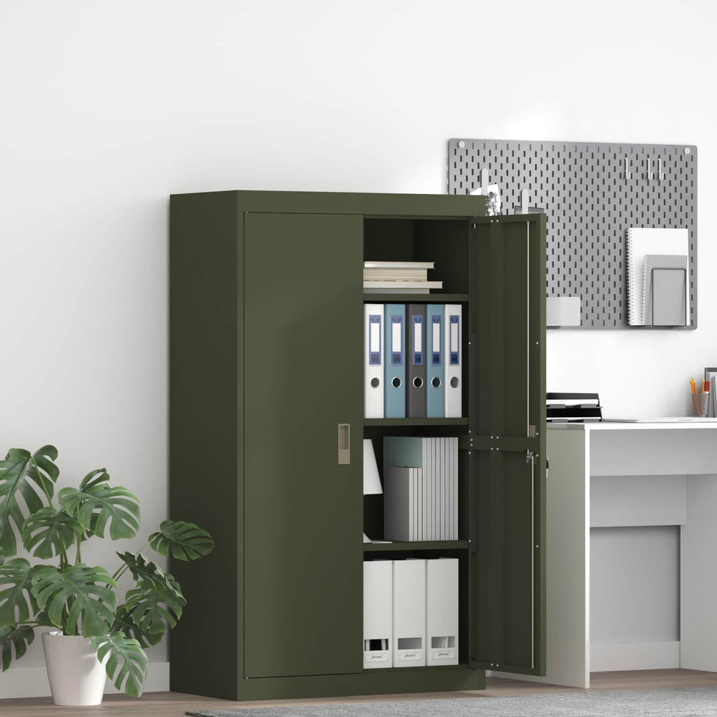 Storage Cabinet with Storage 2 pcs Olive Green 80 x 40 x140 cm