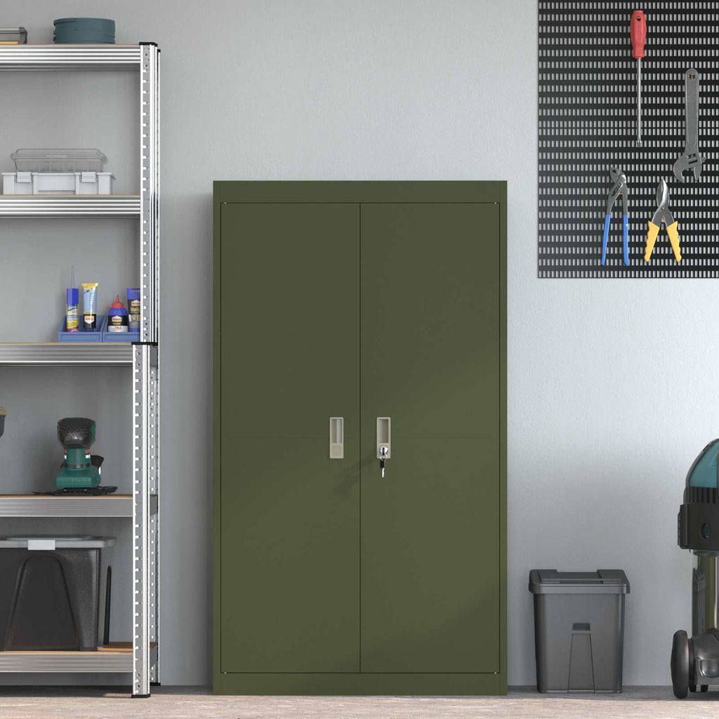 Storage Cabinet with Storage 2 pcs Olive Green 80 x 40 x140 cm
