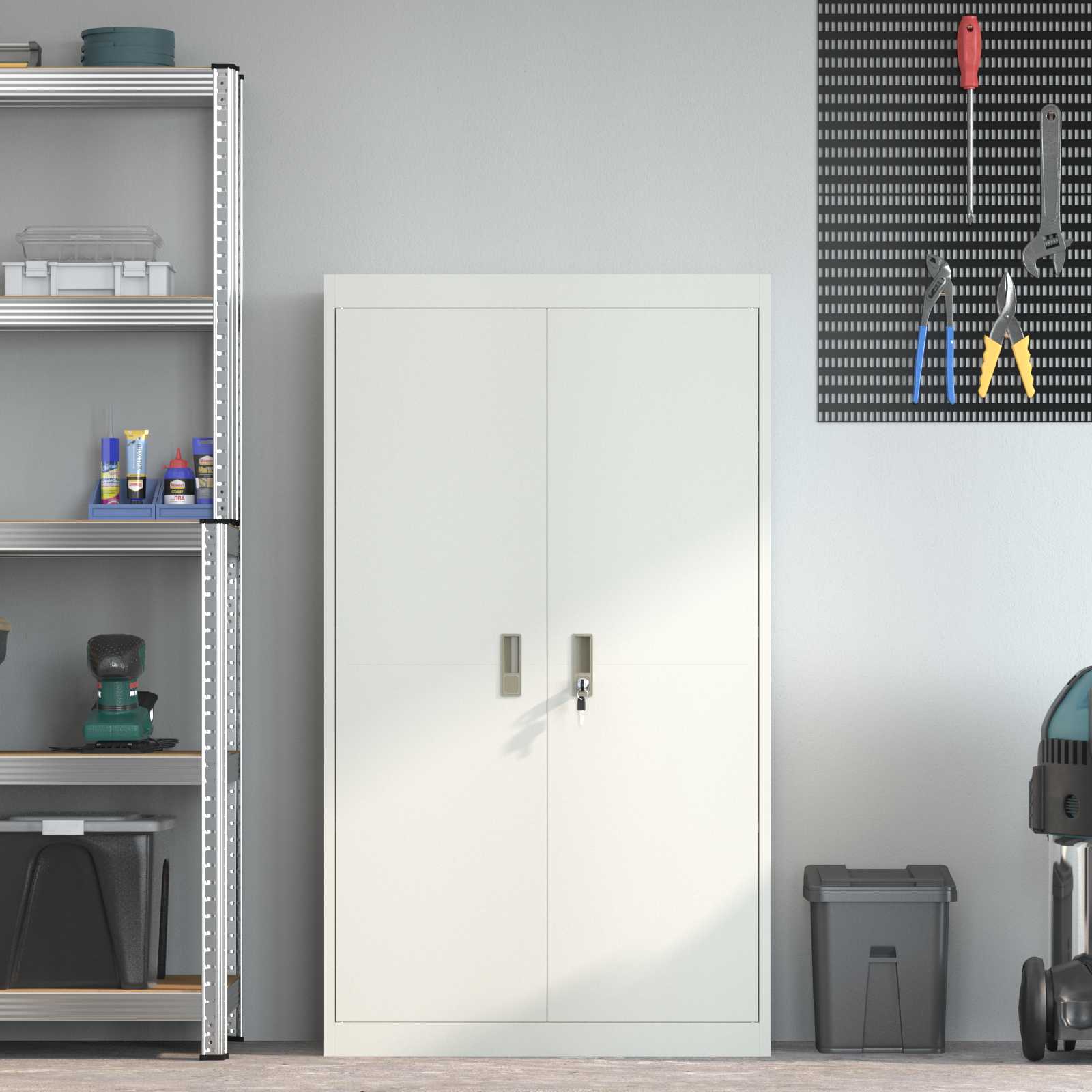 Storage Cabinet 2 pcs White 80 x 40 x140 cm Cold-Rolled Steel