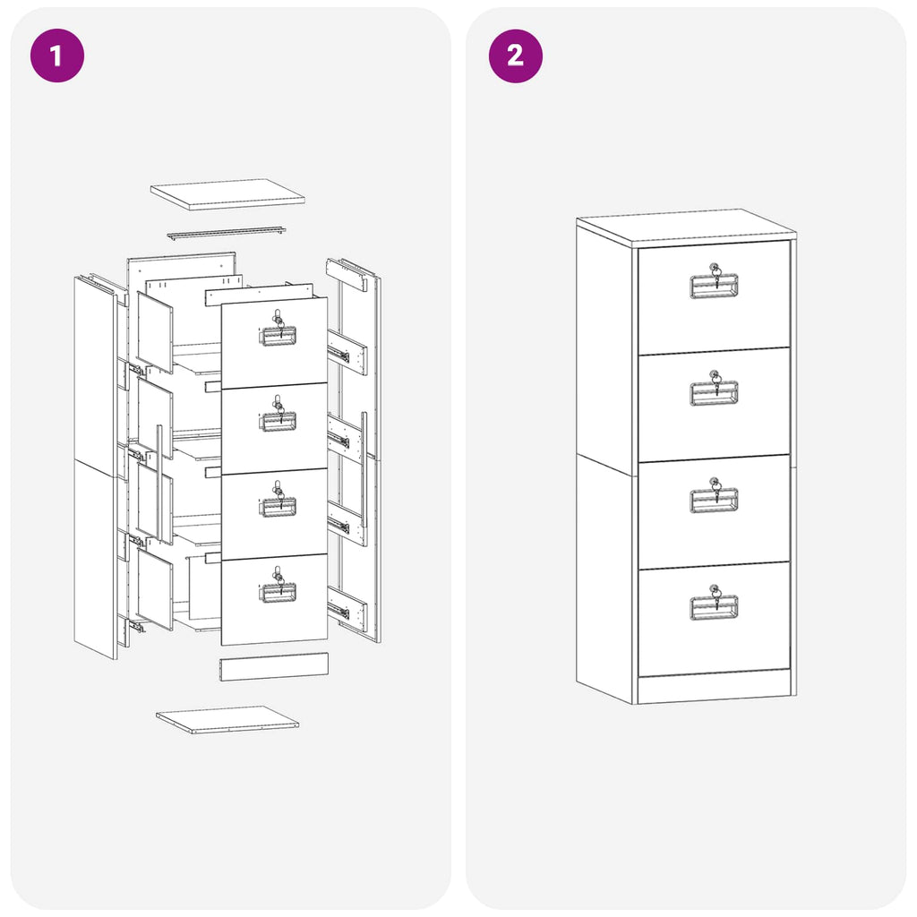Storage Cabinet 2 pcs Pink 80 x 40 x180 cm Cold-Rolled Steel