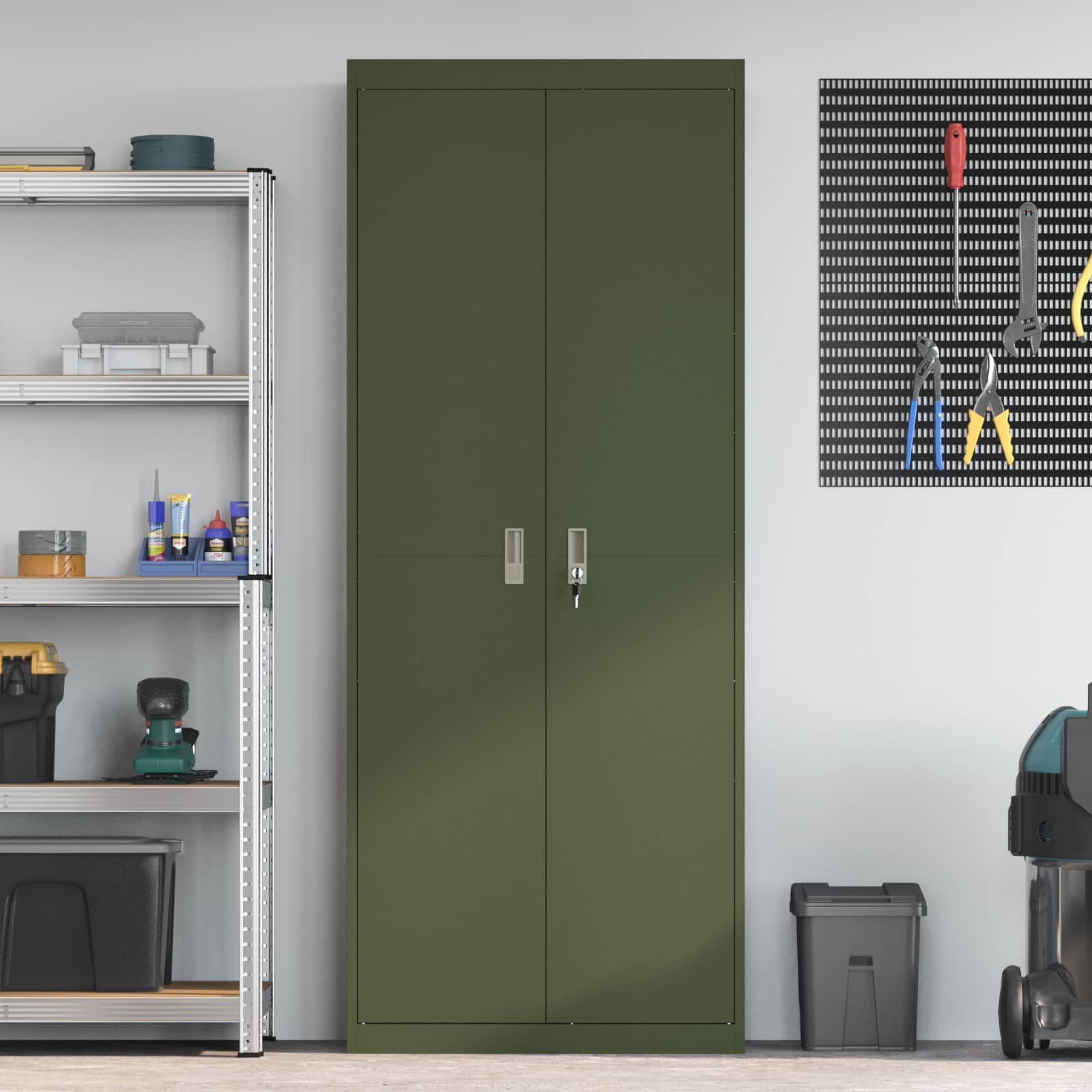 Storage Cabinet with Storage 2 pcs Olive Green 80 x 40 x200 cm