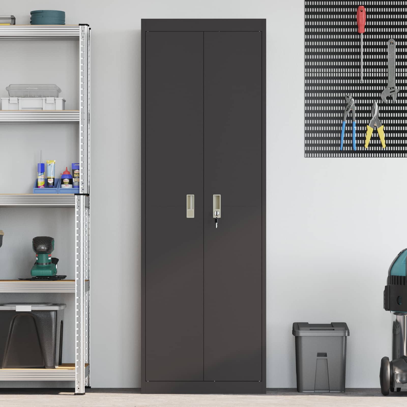 Storage Cabinet 2 pcs Black 60 x 40 x180 cm Cold-Rolled Steel