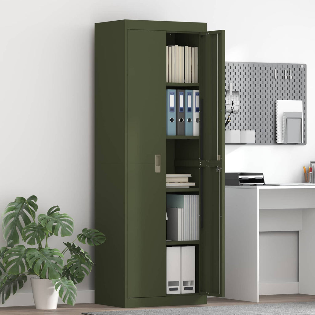 Storage Cabinet with Storage 2 pcs Olive Green 60 x 40 x180 cm