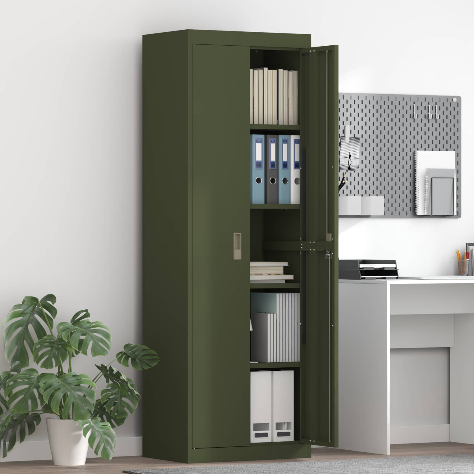 Storage Cabinet with Storage 2 pcs Olive Green 60 x 40 x180 cm