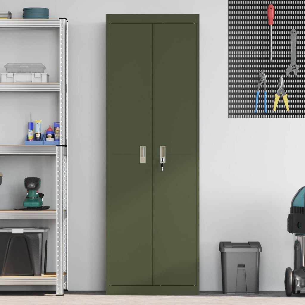 Storage Cabinet with Storage 2 pcs Olive Green 60 x 40 x180 cm