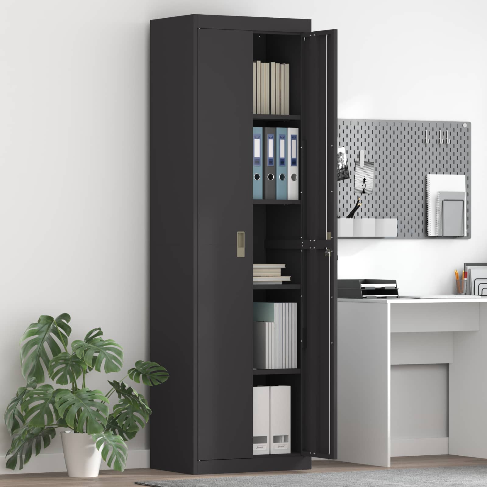 Storage Cabinet 2 pcs Black 60 x 40 x200 cm Cold-Rolled Steel