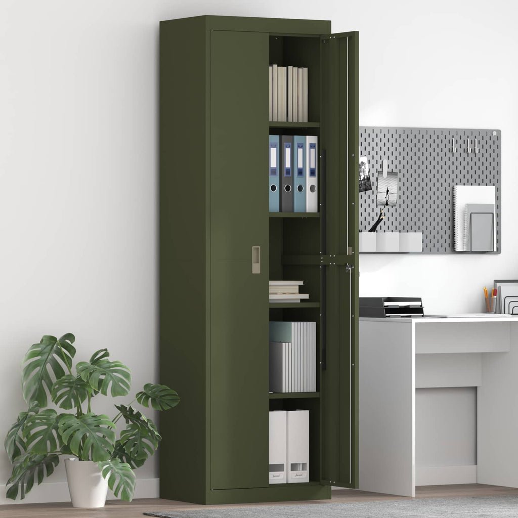 Storage Cabinet with Storage 2 pcs Olive Green 60 x 40 x200 cm