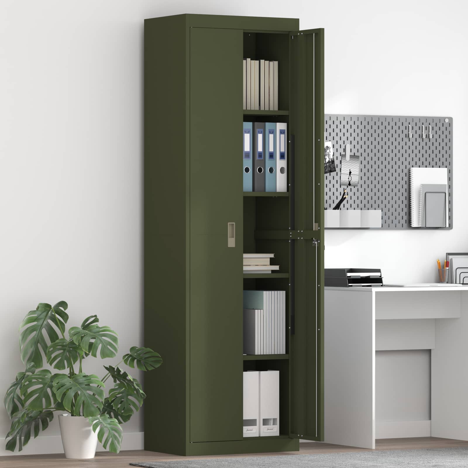 Storage Cabinet with Storage 2 pcs Olive Green 60 x 40 x200 cm