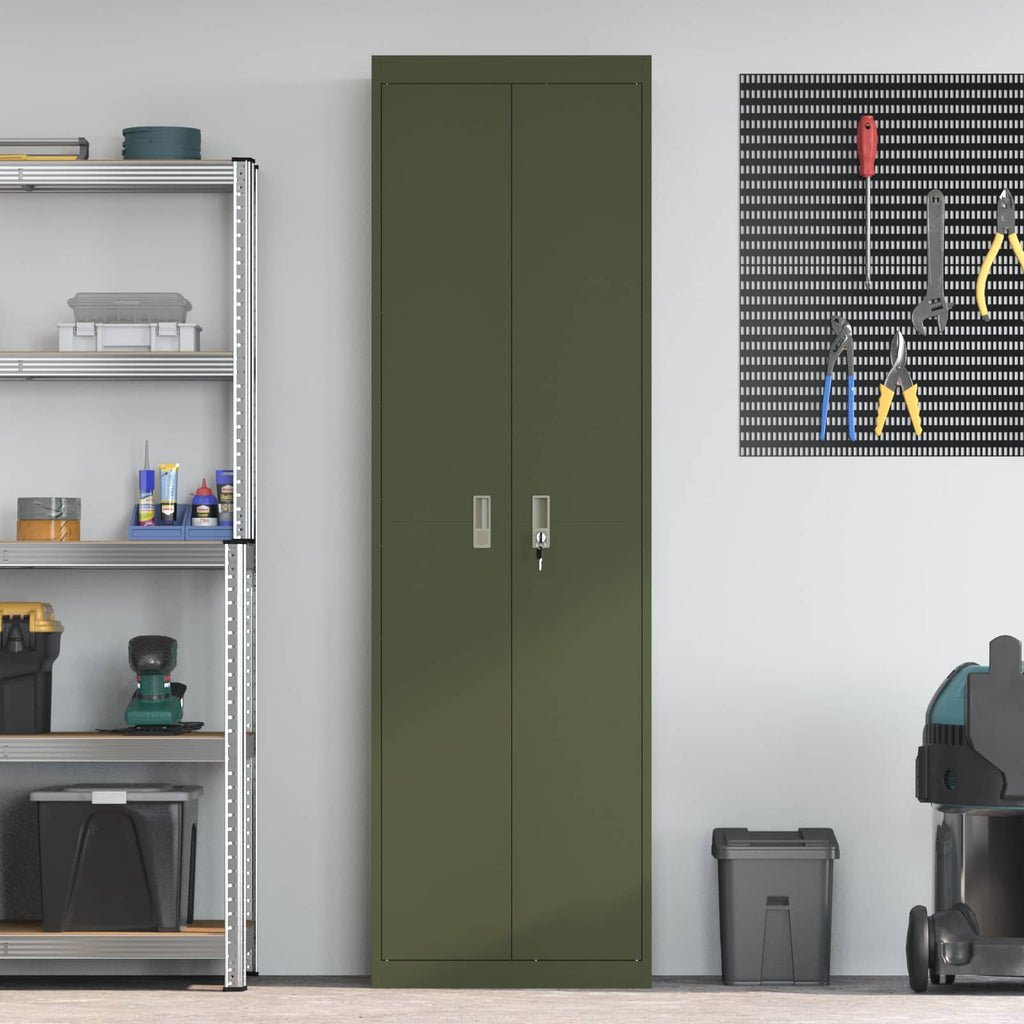 Storage Cabinet with Storage 2 pcs Olive Green 60 x 40 x200 cm