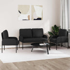 Sofa Sets with Cushion 3 pcs Black 115 x 56 x 80 cm Plywood