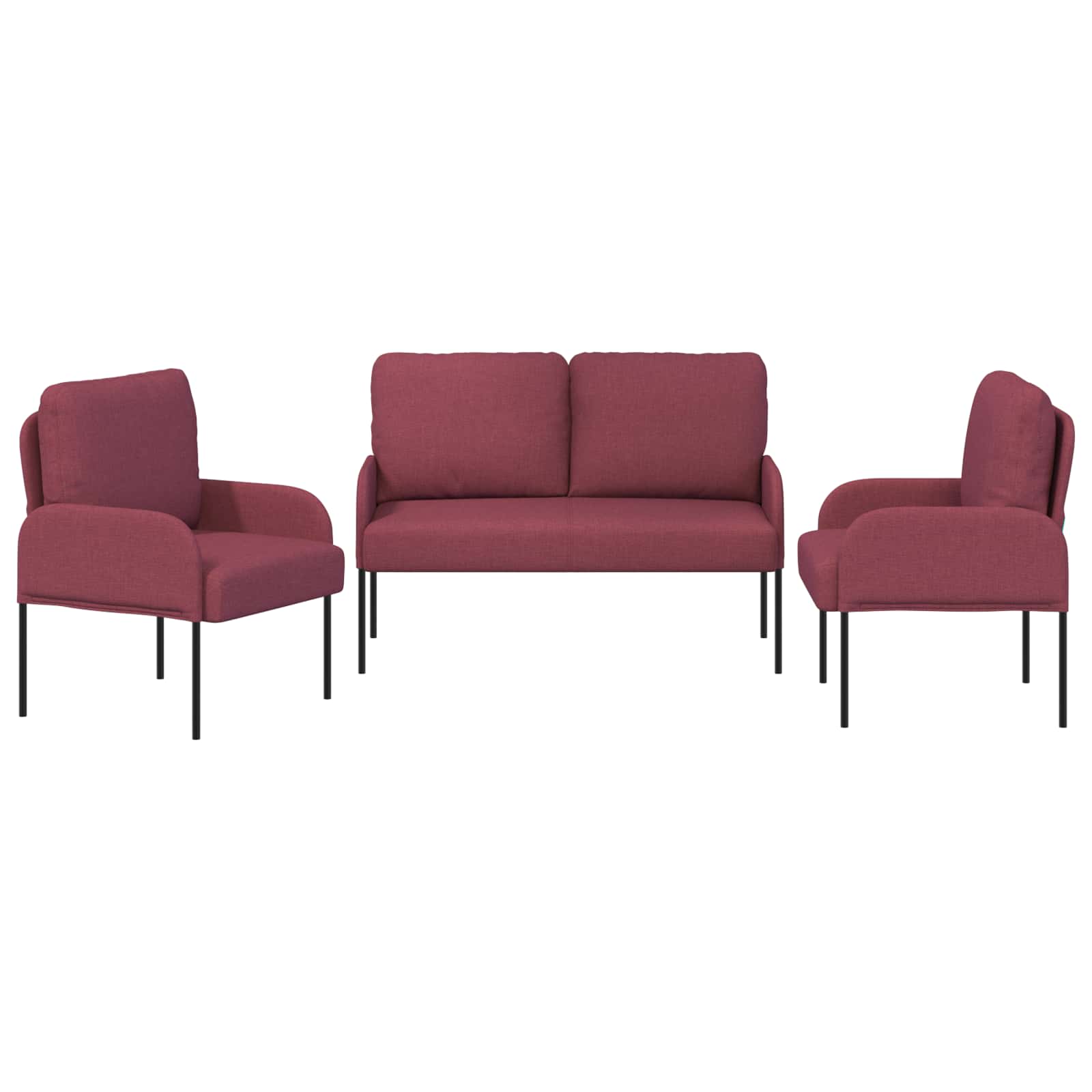 Sofa Sets with Cushion 3 pcs Wine Red 115 x 56 x 80 cm Plywood