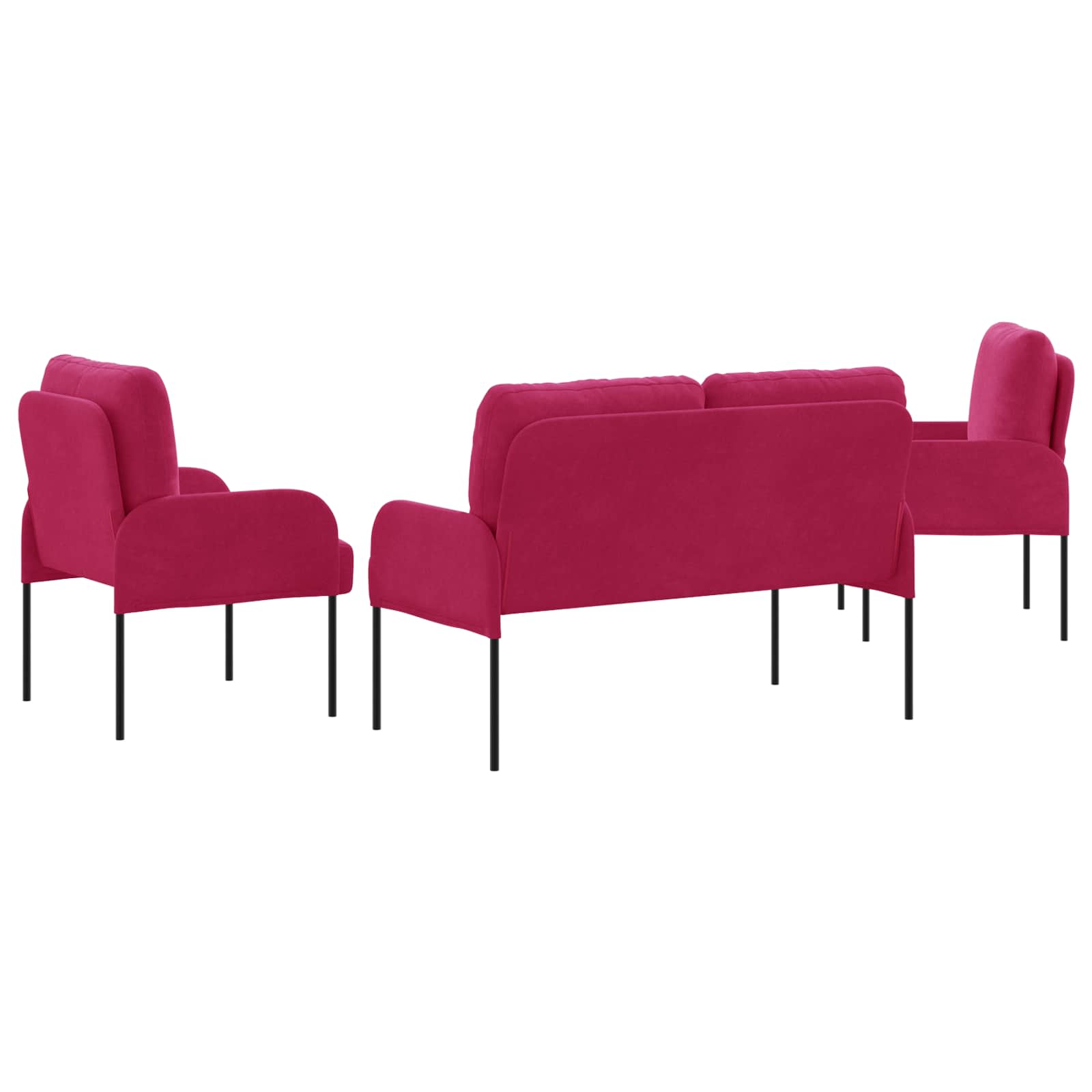 Sofa Sets with Cushion 3 pcs Wine Red 115 x 56 x 80 cm Plywood