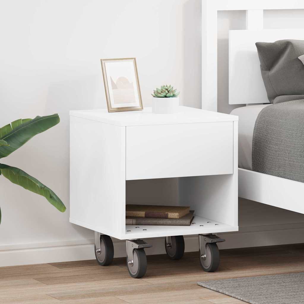 Bedside Table 2 pcs White 40.5 x 40 x 48 cm Engineered Wood