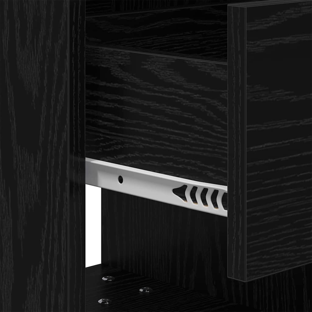 Bedside Table Black Oak 40.5 x 40 x 48 cm Engineered Wood