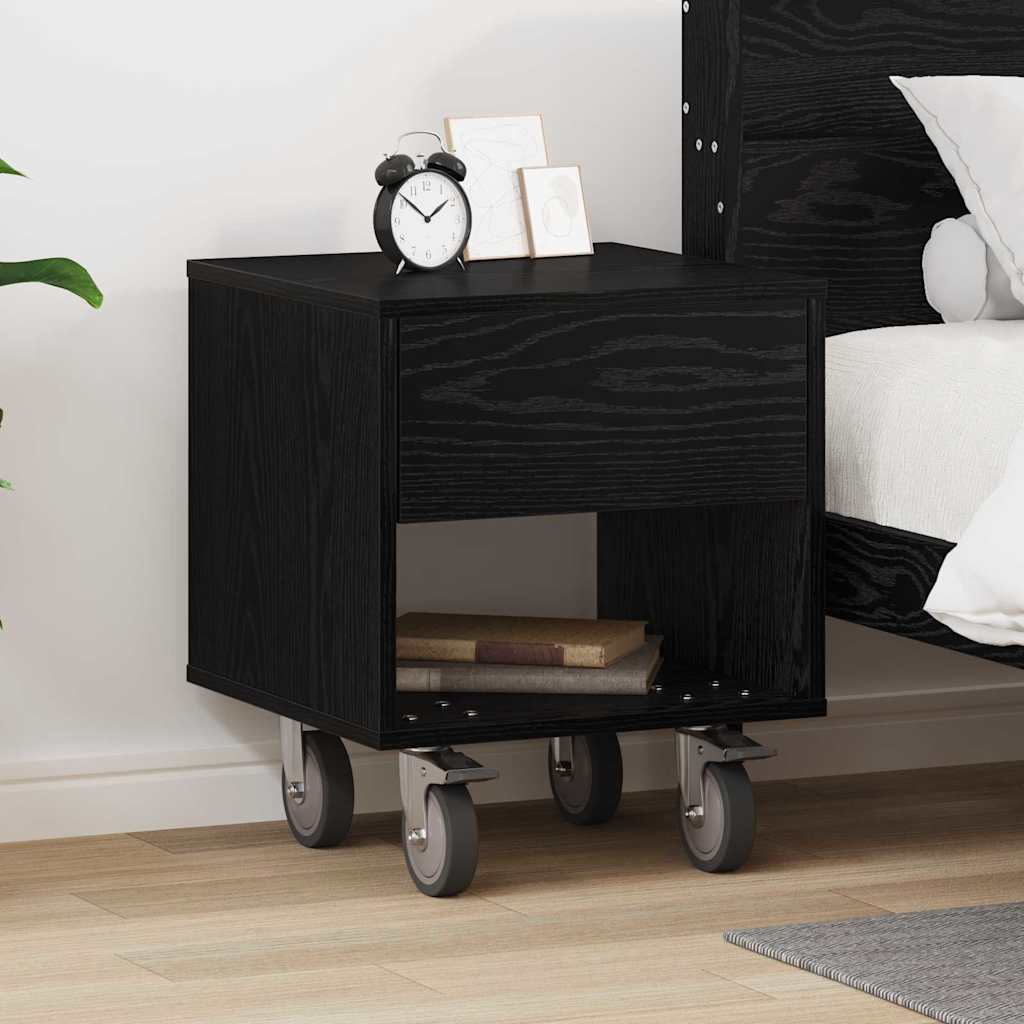 Bedside Table Black Oak 40.5 x 40 x 48 cm Engineered Wood