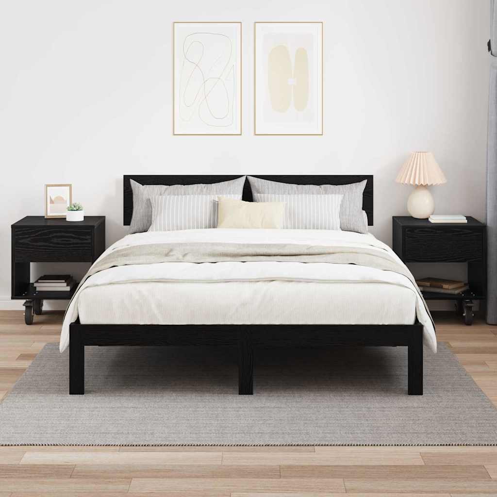 Bedside Table 2 pcs Black Oak 40.5 x 40 x 48 cm Engineered Wood
