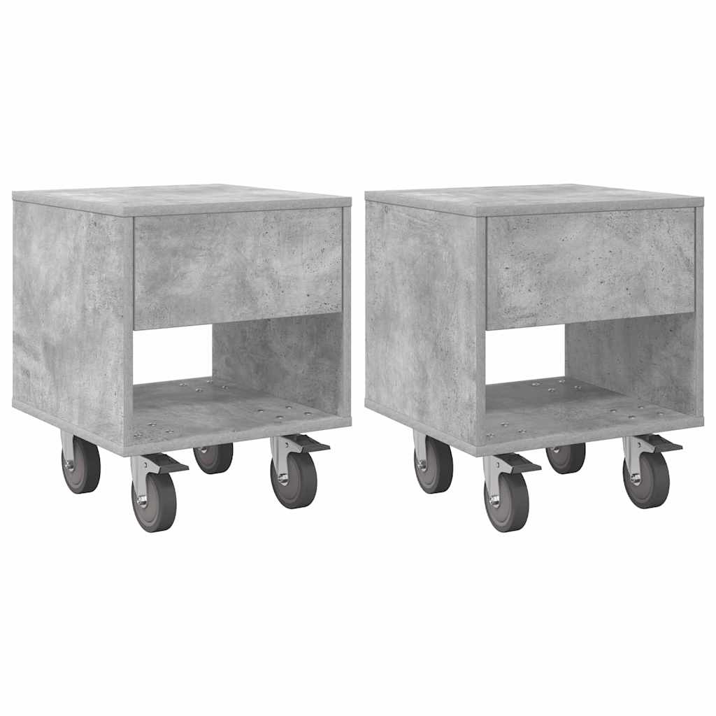 Bedside Table 2 pcs Concrete Grey 40.5 x 40 x 48 cm