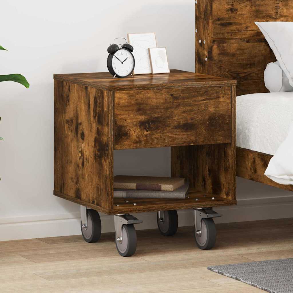Bedside Table Smoked Oak 40.5 x 40 x 48 cm Engineered Wood
