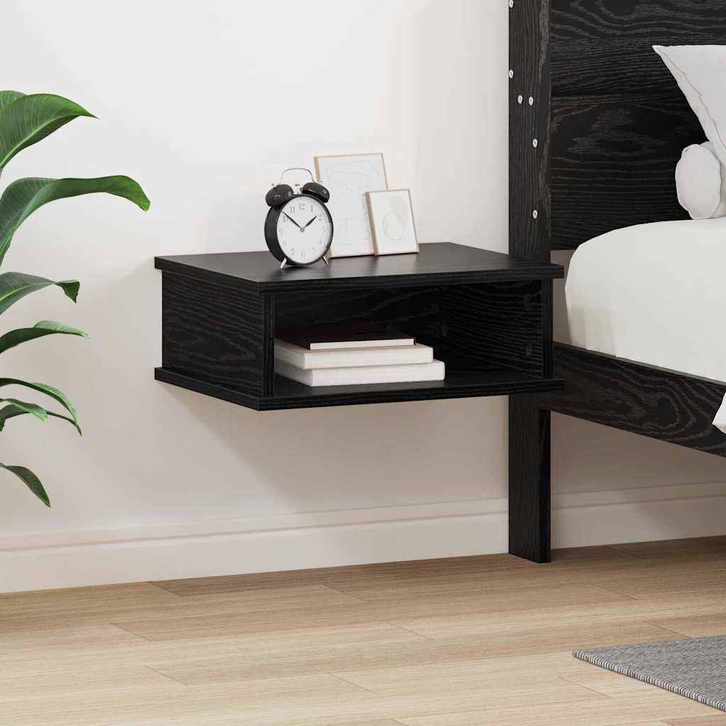 Bedside Table Black Oak 40 x 31 x 15 cm Engineered Wood