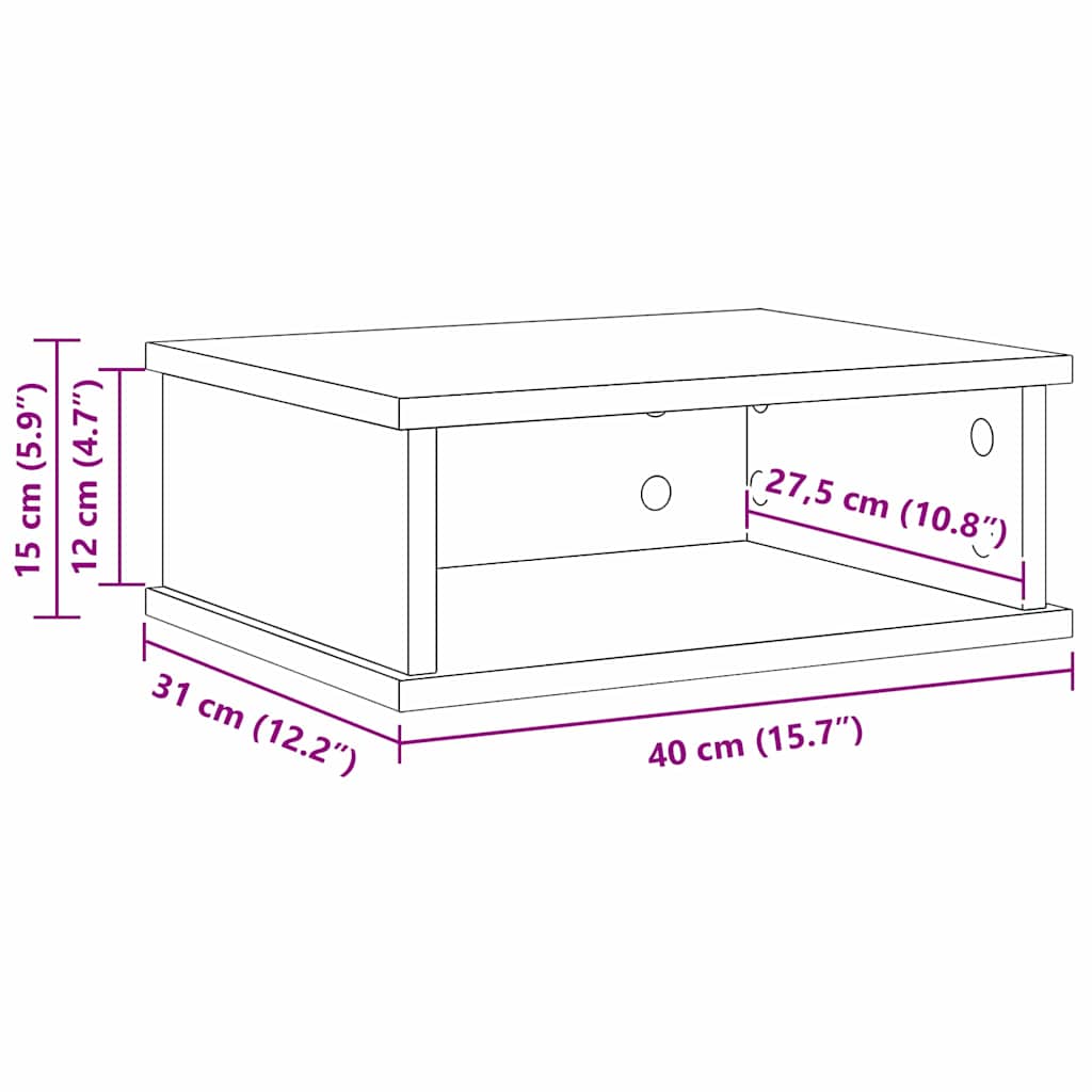 Bedside Table Black Oak 40 x 31 x 15 cm Engineered Wood