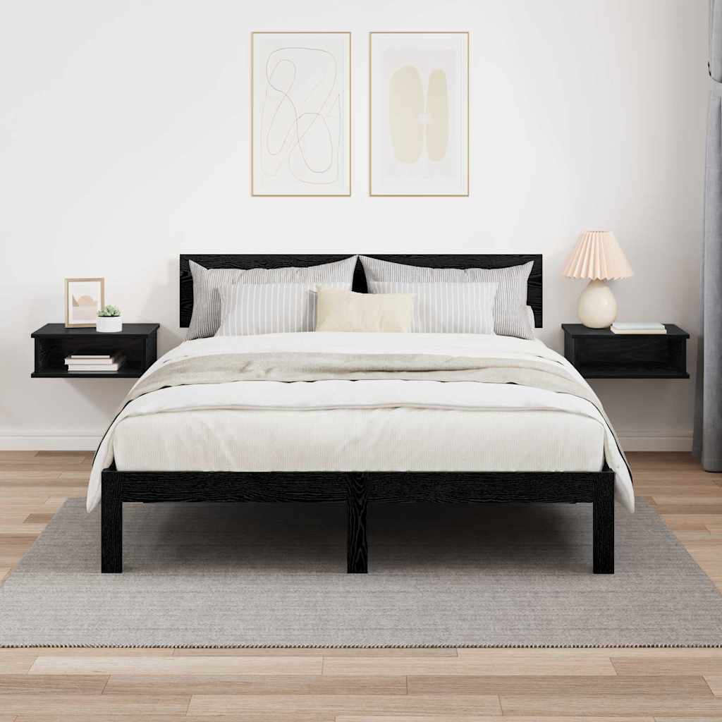 Bedside Table 2 pcs Black Oak 40 x 31 x 15 cm Engineered Wood