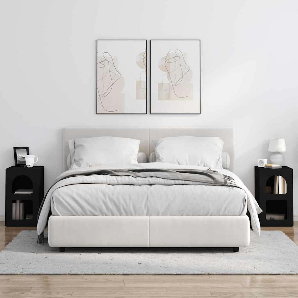 Bedside Table 2 pcs Black 29.5 x 33.5 x 50 cm Engineered Wood