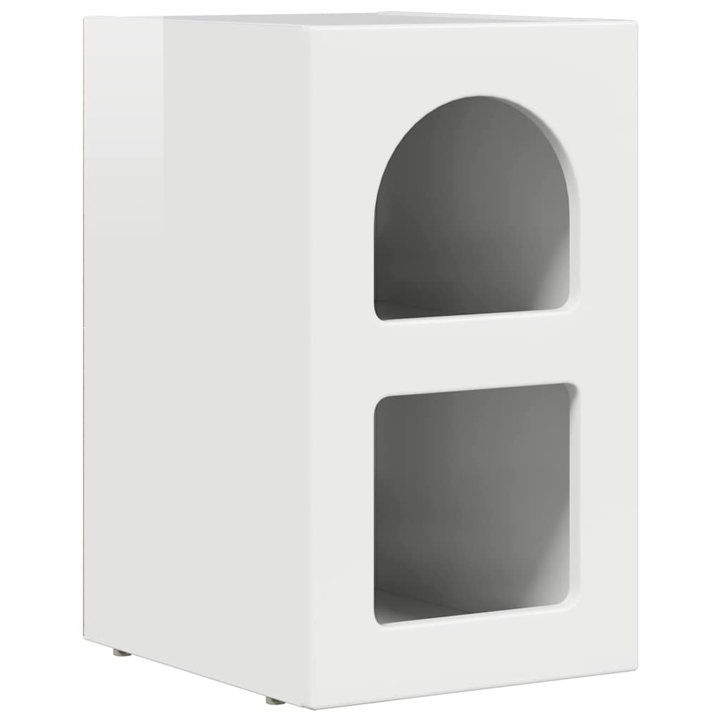 Bedside Table High Gloss White 29.5 x 33.5 x 50 cm