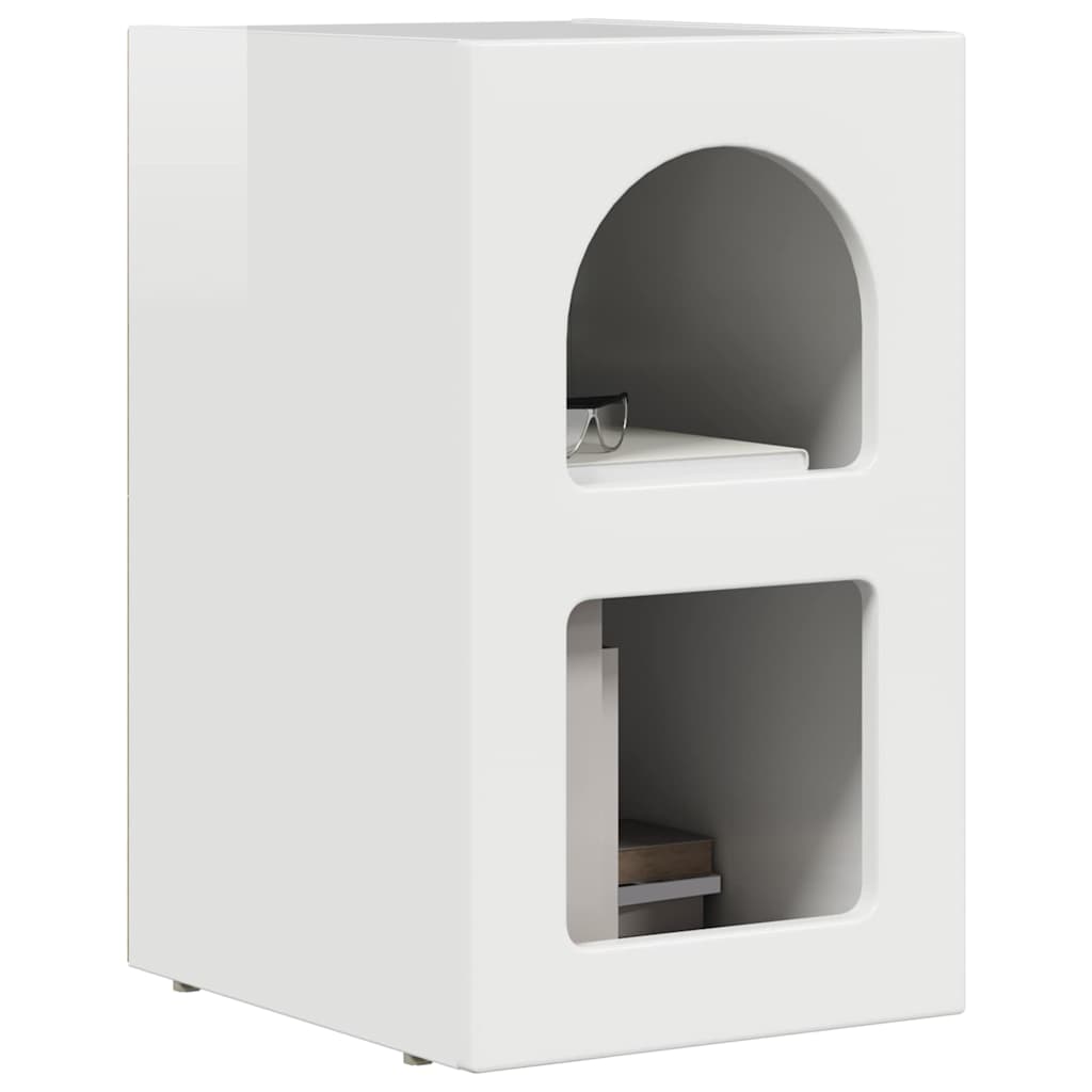 Bedside Table High Gloss White 29.5 x 33.5 x 50 cm