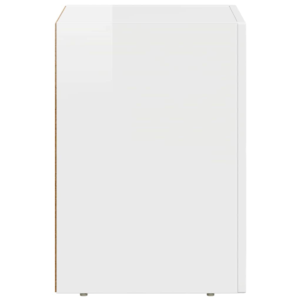 Bedside Table High Gloss White 29.5 x 33.5 x 50 cm
