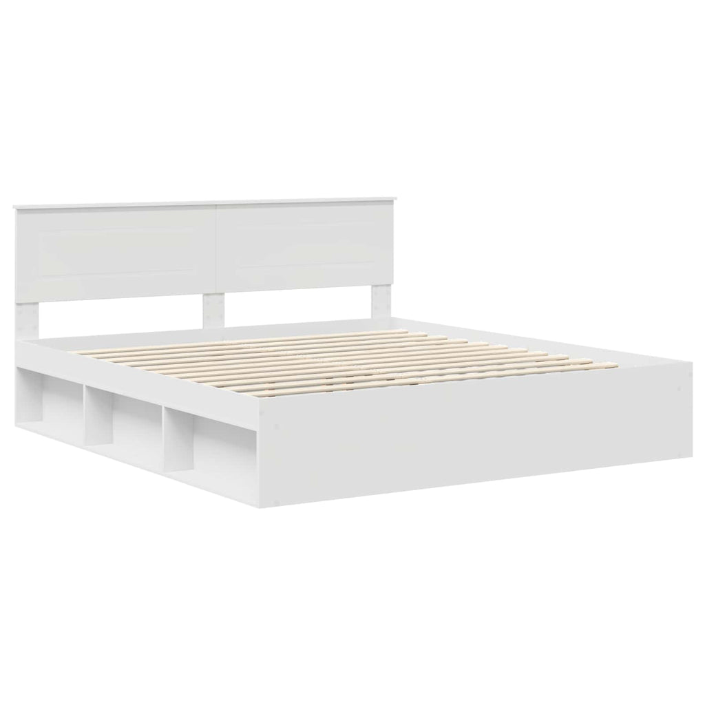Bed Frame with Headboard White 200 x 200 cm Engineered wood