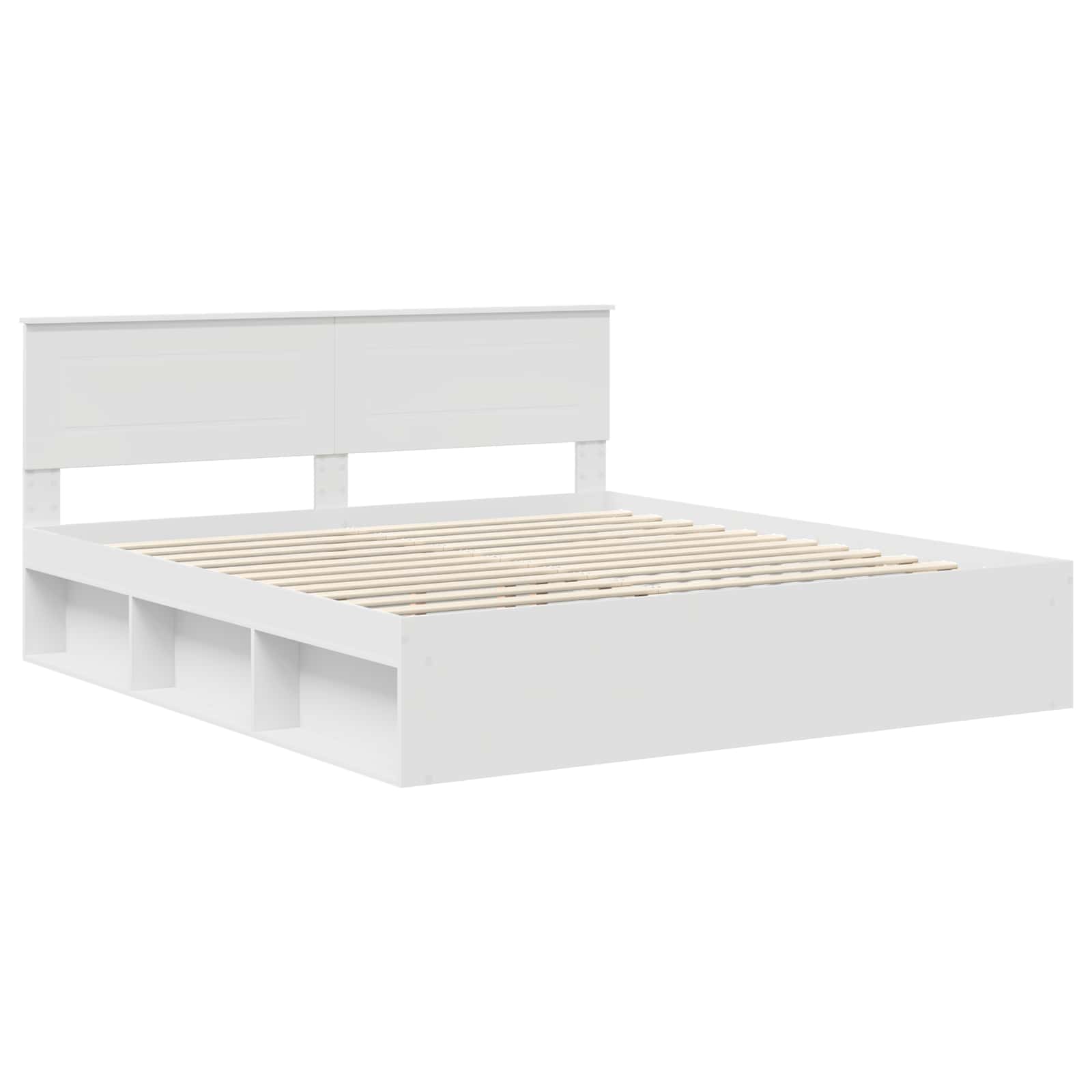 Bed Frame with Headboard White 200 x 200 cm Engineered wood