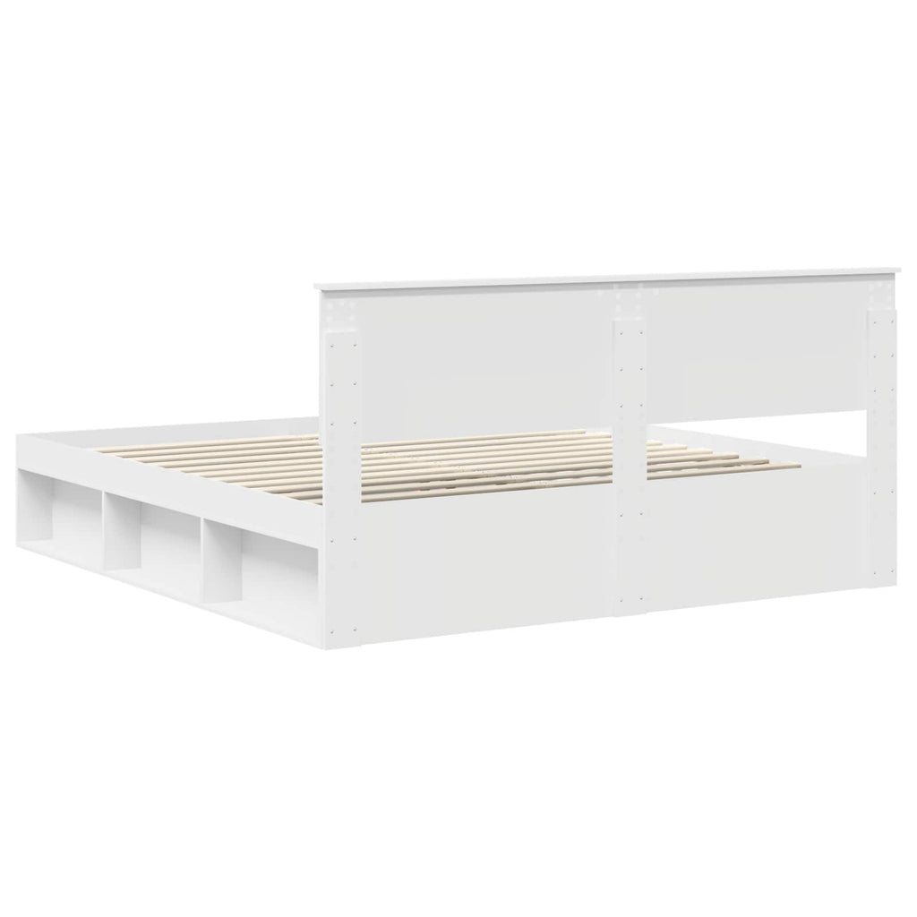 Bed Frame with Headboard White 200 x 200 cm Engineered wood