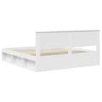 Bed Frame with Headboard White 200 x 200 cm Engineered wood