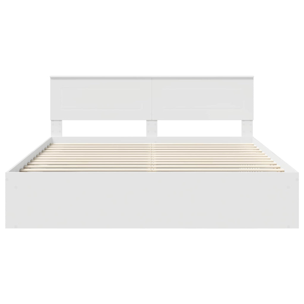 Bed Frame with Headboard White 200 x 200 cm Engineered wood