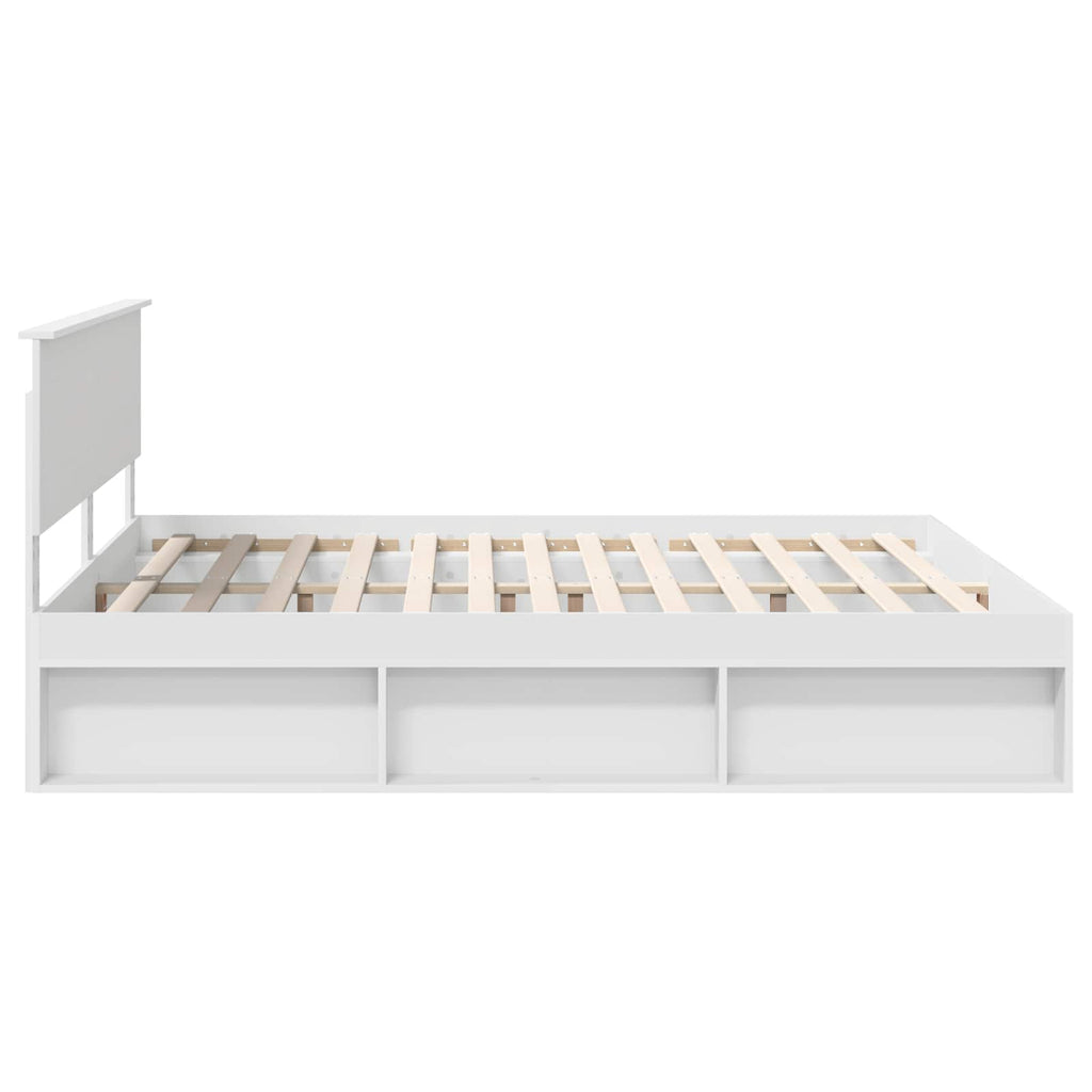 Bed Frame with Headboard White 200 x 200 cm Engineered wood