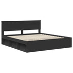 Bed Frame with Headboard Black 200 x 200 cm Engineered wood
