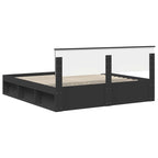 Bed Frame with Headboard Black 200 x 200 cm Engineered wood