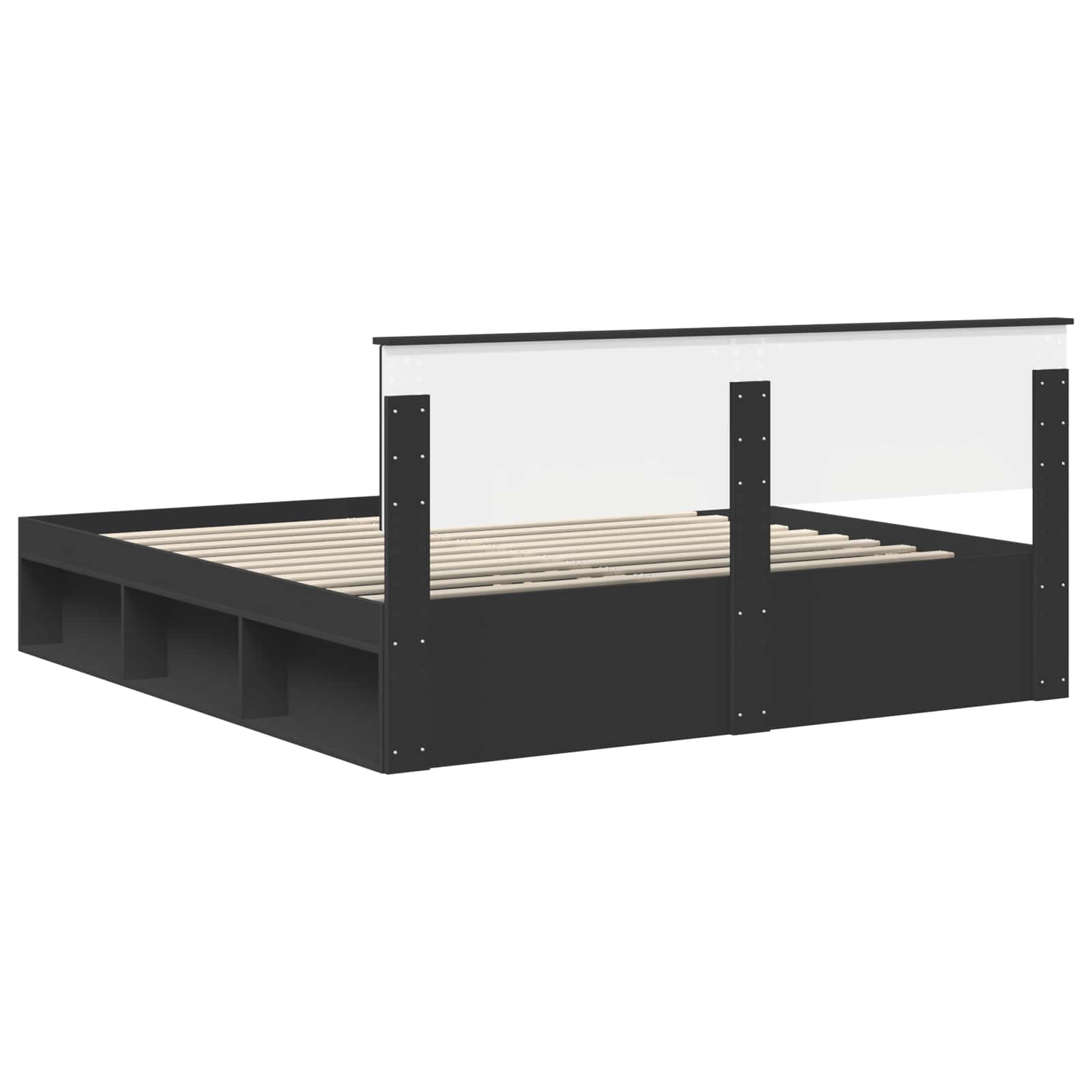 Bed Frame with Headboard Black 200 x 200 cm Engineered wood